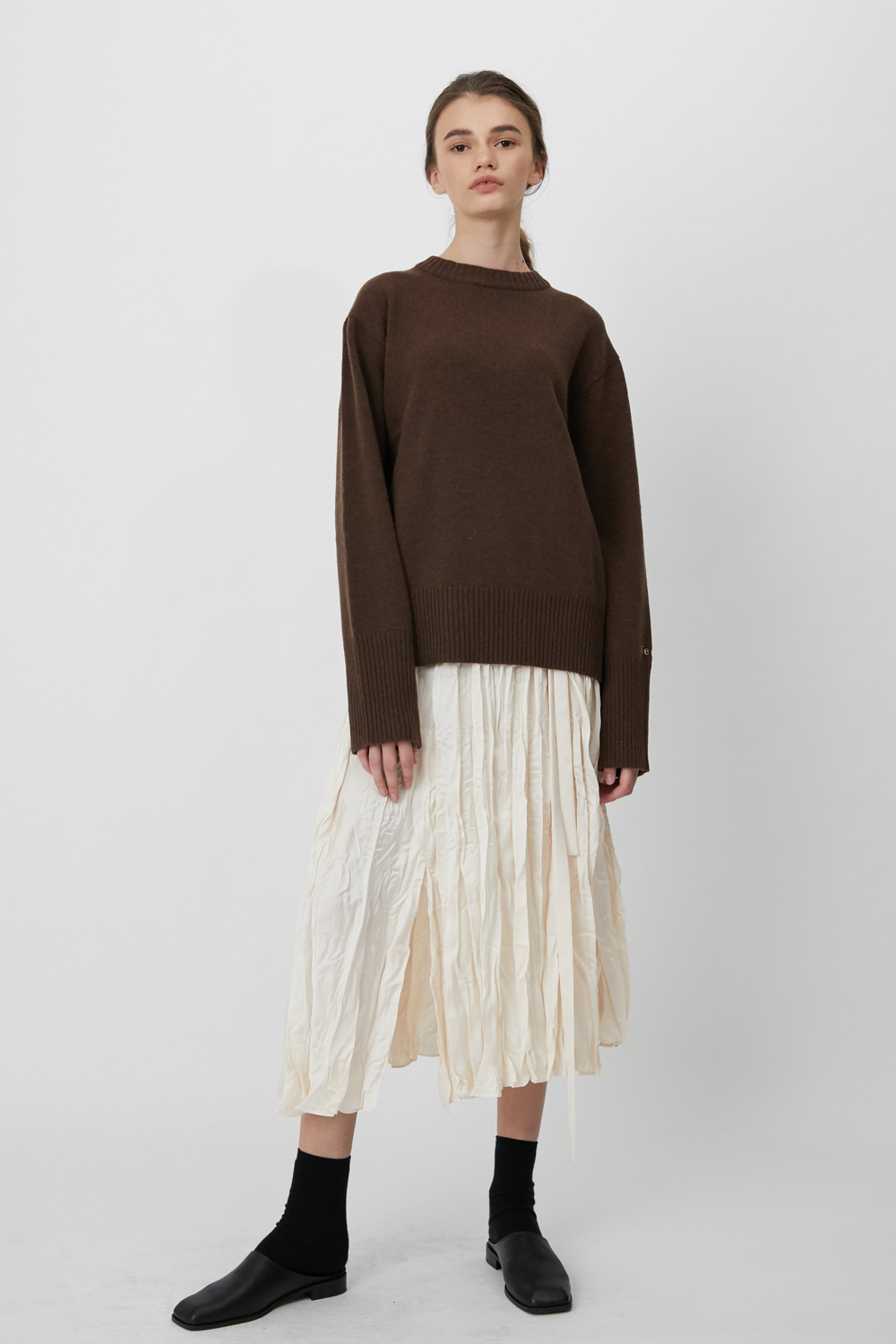 Skirt L Pleats Ivory