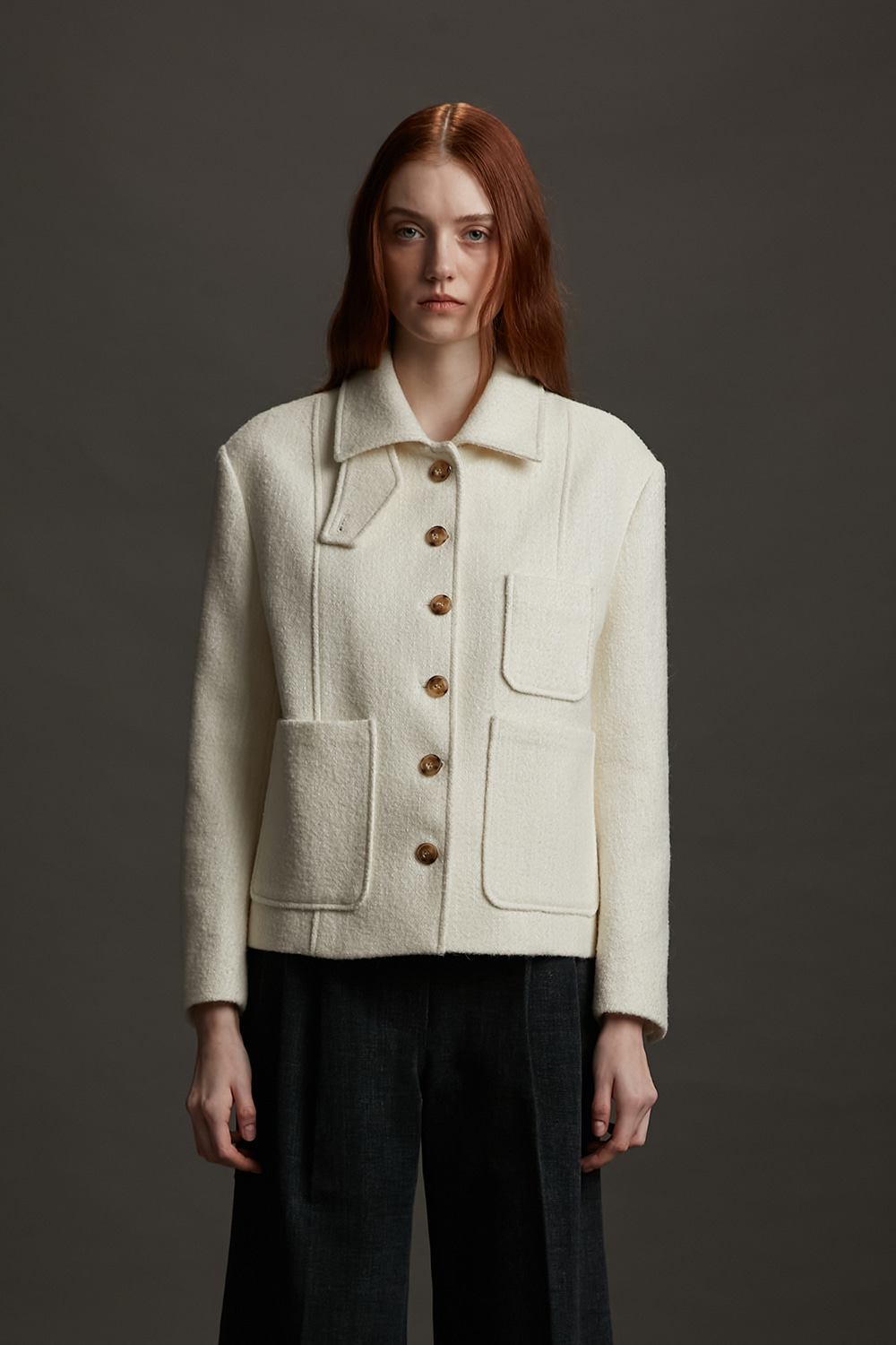 Jacket Three Pocket Wool Alpaca Blend Ivory