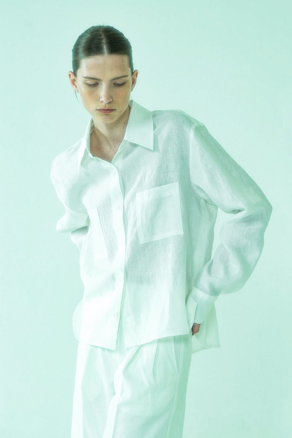 SOLD OUT *** Shirts Button Linen White