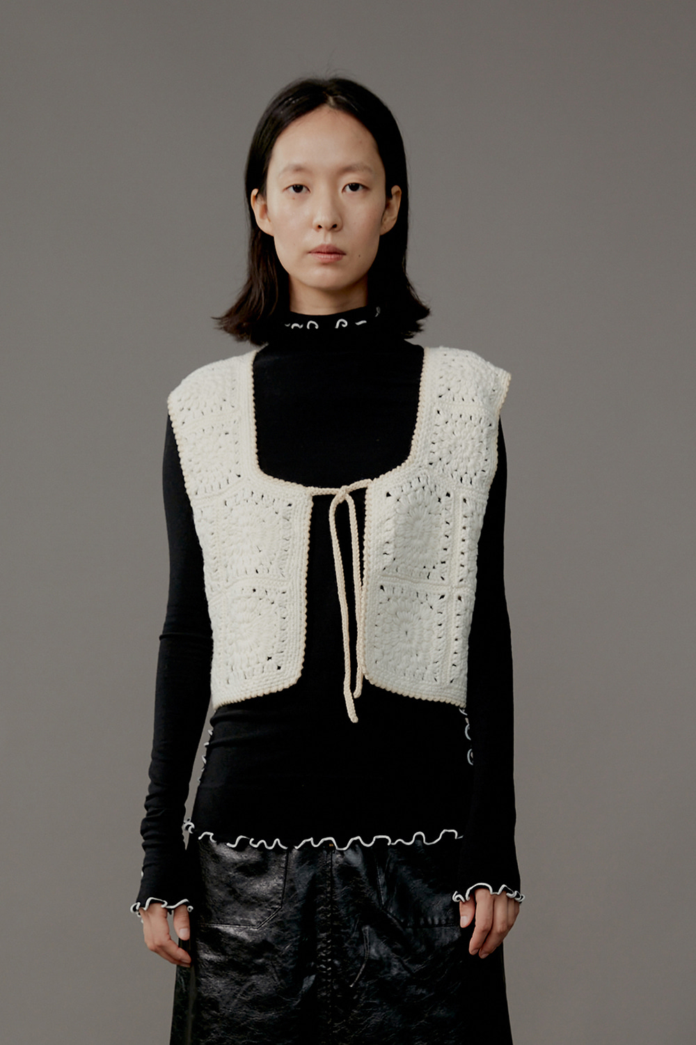 Vest Crochet Vintage Hand Made Reversible White